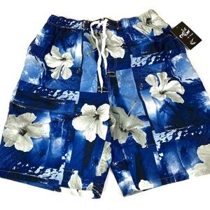 Pacific Surf by Exist | Mens Blue Tropical Floral Board Shorts XXL